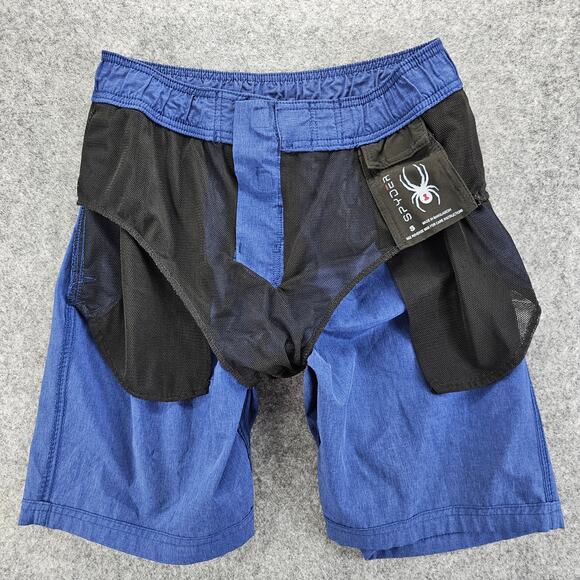 Spyder Swim Trunks Small Board Shorts Mens Blue Mesh Lining Pockets 8" Inseam - Picture 5 of 14